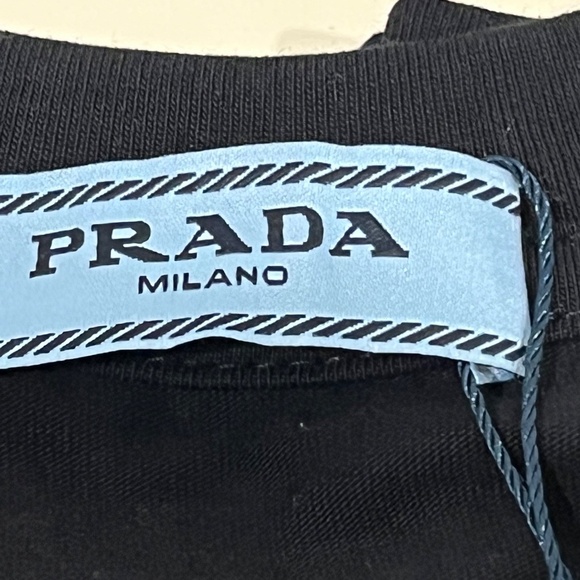 Prada Black Cotton T-Shirt NEW WITH TAGS Womens Large or Mens Small - Picture 6 of 13